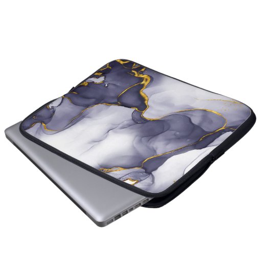 Moderner dunkelgoldener Marmoruntergrund - Laptop- Laptopschutzhülle (Vorne Knopf)