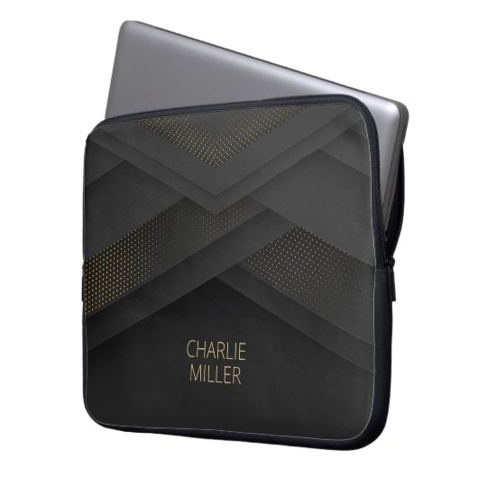 Moderner dunkelgoldfarbener Abstrakter Hintergrund Laptopschutzhülle (Vorderseite Links)