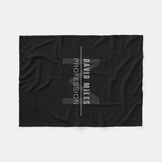 Moderner dunkelgrauer Beruflicher Name Fleecedecke (Vorderseite (Horizontal))