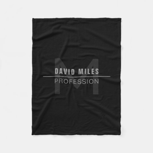 Moderner dunkelgrauer Beruflicher Name Fleecedecke (Vorderseite)