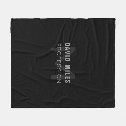 Moderner dunkelgrauer Beruflicher Name Fleecedecke (Vorderseite (Horizontal))