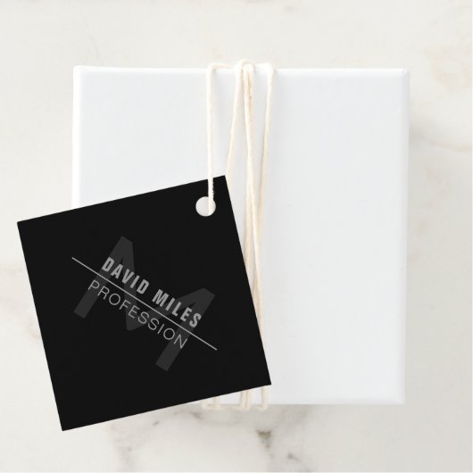 Moderner dunkelgrauer Beruflicher Name Geschenkanhänger (Beispiel)