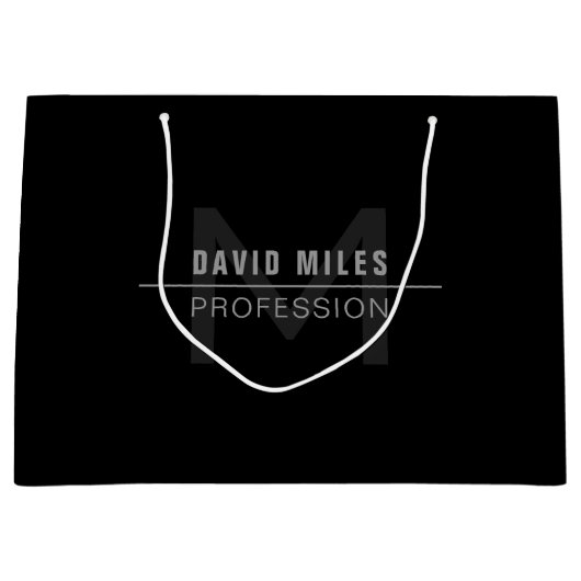 Moderner dunkelgrauer Beruflicher Name Große Geschenktüte (Vorderseite)