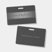 Moderner dunkelgrauer Gradient Name oder Firmennam Ausweis (Front & Back)