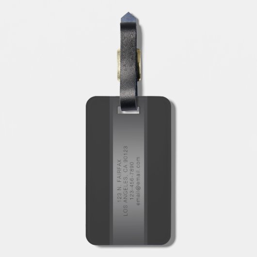 Moderner dunkelgrauer Gradient Name oder Firmennam Gepäckanhänger (Rückseite vertikal)