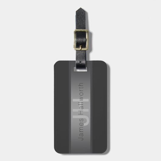 Moderner dunkelgrauer Gradient Name oder Firmennam Gepäckanhänger (Vorderseite vertikal)