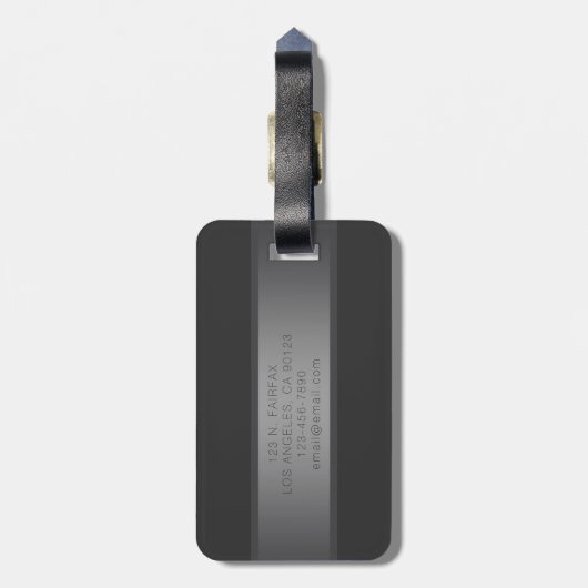Moderner dunkelgrauer Gradient Name oder Firmennam Gepäckanhänger (Rückseite vertikal)