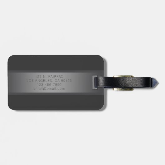 Moderner dunkelgrauer Gradient Name oder Firmennam Gepäckanhänger (Rückseite horizontal)