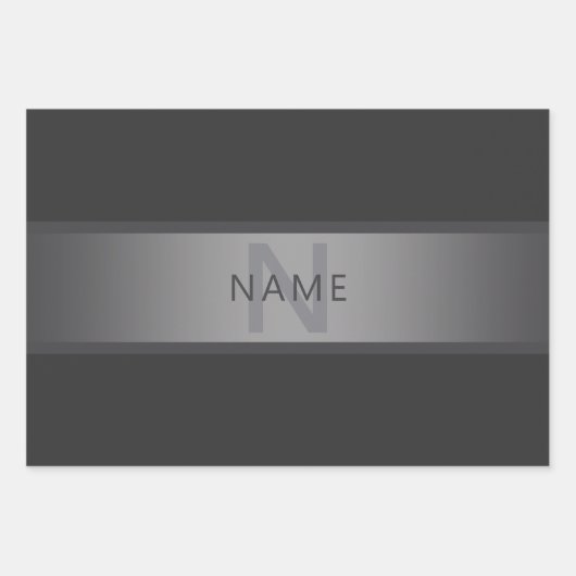 Moderner dunkelgrauer Gradient Name oder Firmennam Geschenkpapier Set (Vorderseite 2)