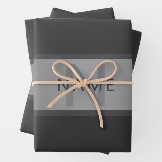 Moderner dunkelgrauer Gradient Name oder Firmennam Geschenkpapier Set (Beispiel)
