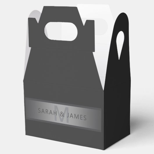 Moderner dunkelgrauer Gradient Name oder Firmennam Geschenkschachtel (Geöffnet)