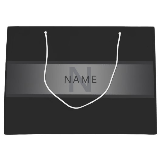 Moderner dunkelgrauer Gradient Name oder Firmennam Große Geschenktüte (Vorderseite)