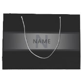Moderner dunkelgrauer Gradient Name oder Firmennam Große Geschenktüte (Rückseite)