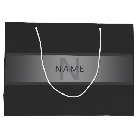 Moderner dunkelgrauer Gradient Name oder Firmennam Große Geschenktüte (Rückseite)