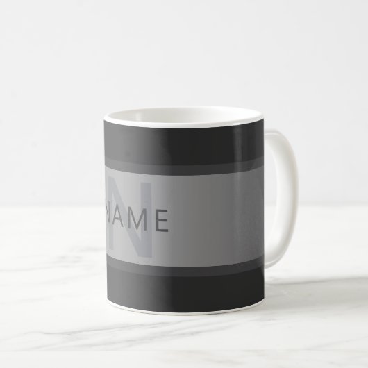 Moderner dunkelgrauer Gradient Name oder Firmennam Kaffeetasse (VorderseiteRechts)
