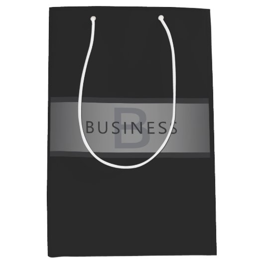 Moderner dunkelgrauer Gradient Name oder Firmennam Mittlere Geschenktüte (Vorderseite)