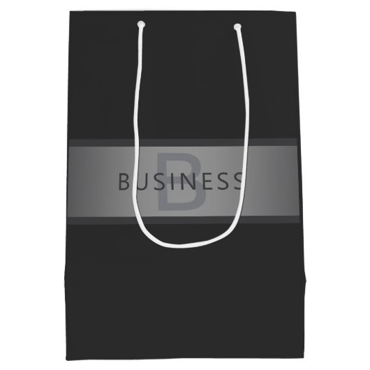 Moderner dunkelgrauer Gradient Name oder Firmennam Mittlere Geschenktüte (Rückseite)