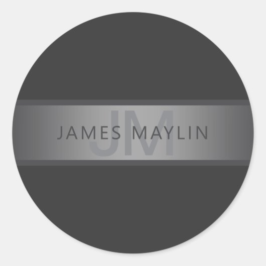 Moderner dunkelgrauer Gradient Name oder Firmennam Runder Aufkleber (Vorderseite)