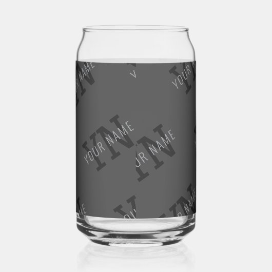Moderner, dunkelgrauer Mit Monogramm Name/anderer Dosenglas (Rechts)