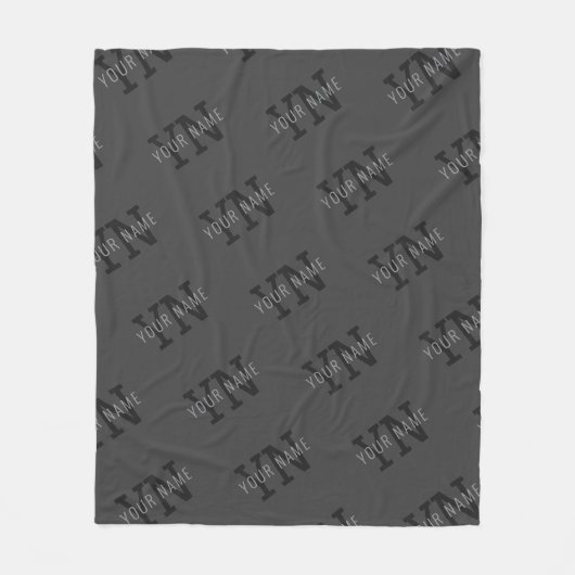 Moderner, dunkelgrauer Mit Monogramm Name/anderer  Fleecedecke (Vorderseite)
