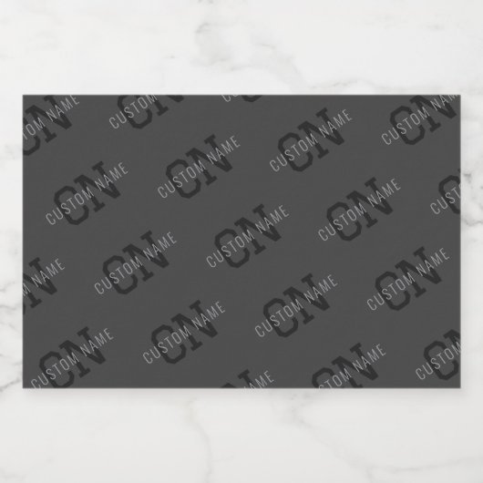 Moderner, dunkelgrauer Mit Monogramm Name/anderer Lebensmitteletikett (Einzelnes Label)