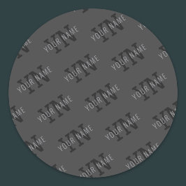 Moderner, dunkelgrauer Mit Monogramm Name/anderer  Runder Aufkleber