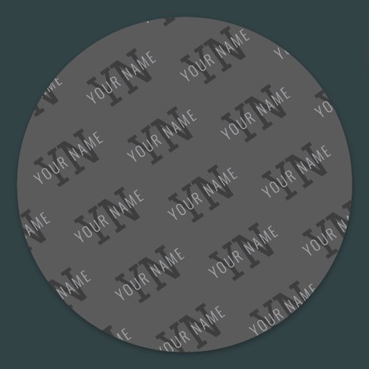 Moderner, dunkelgrauer Mit Monogramm Name/anderer  Runder Aufkleber
