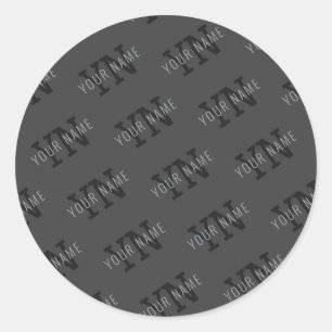 Moderner, dunkelgrauer Mit Monogramm Name/anderer  Runder Aufkleber