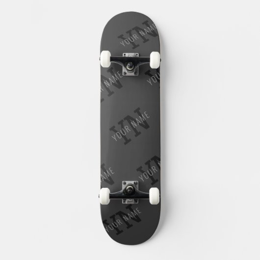 Moderner, dunkelgrauer Mit Monogramm Name/anderer  Skateboard (Vorderseite)