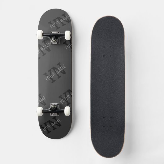 Moderner, dunkelgrauer Mit Monogramm Name/anderer Skateboard (Vorderseite)