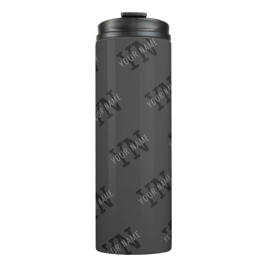 Moderner, dunkelgrauer Mit Monogramm Name/anderer  Thermosbecher (Vorderseite)