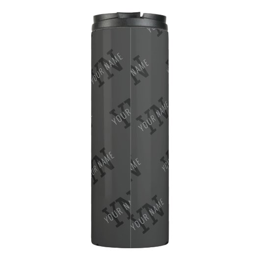 Moderner, dunkelgrauer Mit Monogramm Name/anderer  Thermosbecher (Rückseite)