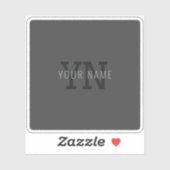 Moderner dunkelgrauer Mit Monogramm Name (oder and Aufkleber (Blatt)