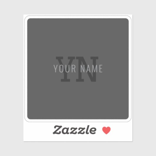 Moderner dunkelgrauer Mit Monogramm Name (oder and Aufkleber (Blatt)