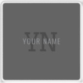 Moderner dunkelgrauer Mit Monogramm Name (oder and Aufkleber (Vorderseite)