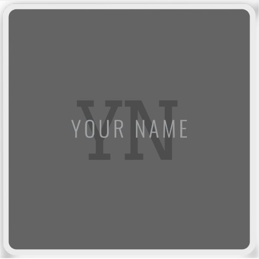 Moderner dunkelgrauer Mit Monogramm Name (oder and Aufkleber (Vorderseite)