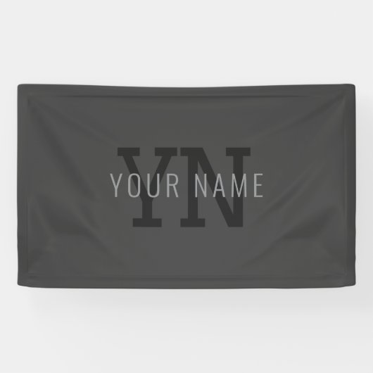 Moderner dunkelgrauer Mit Monogramm Name (oder and Banner (Horizontal)