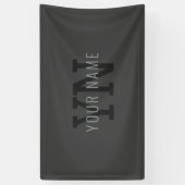 Moderner dunkelgrauer Mit Monogramm Name (oder and Banner (Vertikal)