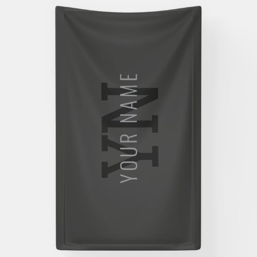 Moderner dunkelgrauer Mit Monogramm Name (oder and Banner (Vertikal)