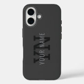 Moderner dunkelgrauer Mit Monogramm Name (oder and Case-Mate iPhone Hülle (Rückseite)