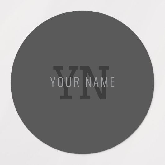 Moderner dunkelgrauer Mit Monogramm Name (oder and Etiketten (Design 1)