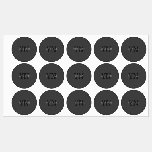 Moderner dunkelgrauer Mit Monogramm Name (oder and Etiketten (Blatt)