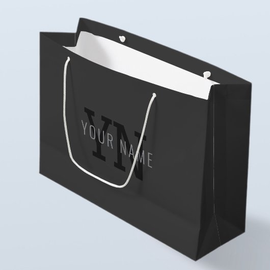 Moderner dunkelgrauer Mit Monogramm Name (oder and Große Geschenktüte