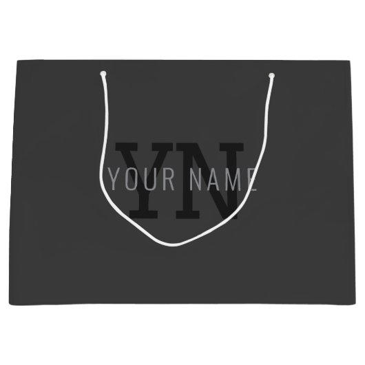 Moderner dunkelgrauer Mit Monogramm Name (oder and Große Geschenktüte (Vorderseite)