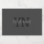 Moderner dunkelgrauer Mit Monogramm Name (oder and Lebensmitteletikett (Einzelnes Label)