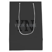 Moderner dunkelgrauer Mit Monogramm Name (oder and Mittlere Geschenktüte (Rückseite)