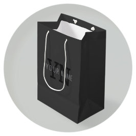 Moderner dunkelgrauer Mit Monogramm Name (oder and Mittlere Geschenktüte