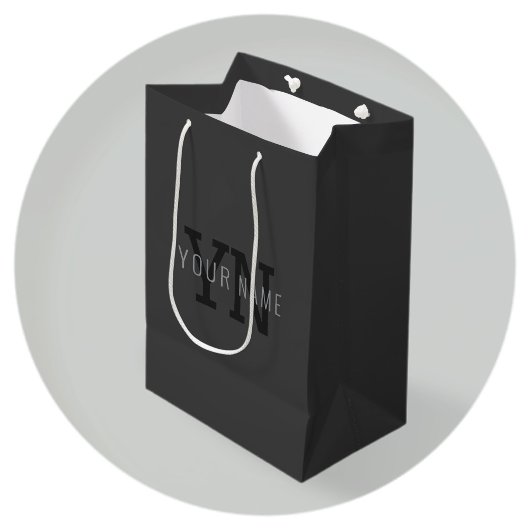 Moderner dunkelgrauer Mit Monogramm Name (oder and Mittlere Geschenktüte