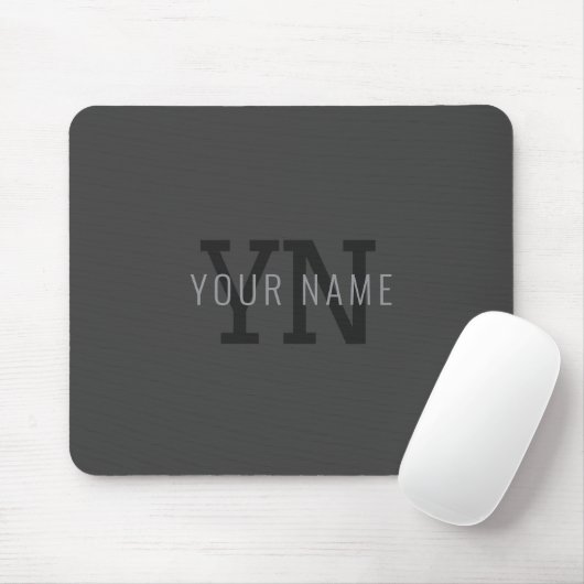 Moderner dunkelgrauer Mit Monogramm Name (oder and Mousepad (Mit Mouse)