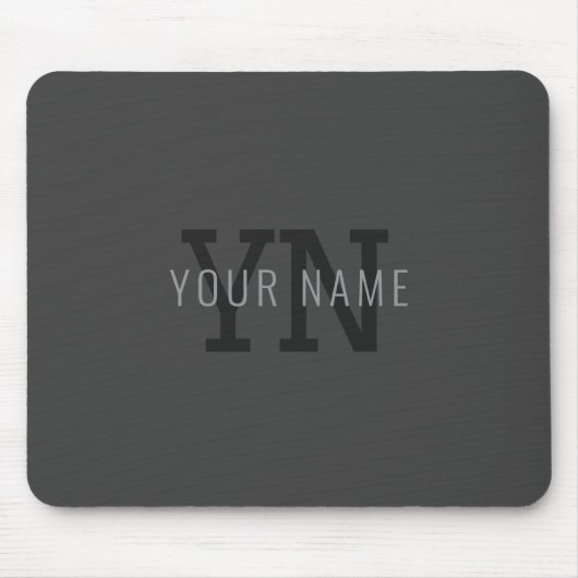 Moderner dunkelgrauer Mit Monogramm Name (oder and Mousepad (Vorne)